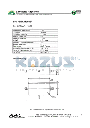 JXWBLA-T-1-1.5-30 datasheet - Low Noise Amplifier