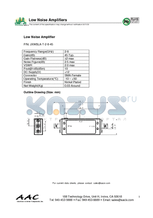 JXWBLA-T-2-8-45 datasheet - Low Noise Amplifier