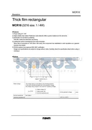 MCR18 datasheet - Thick film rectangular