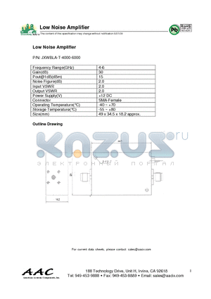 JXWBLA-T-4000-6000 datasheet - Low Noise Amplifier