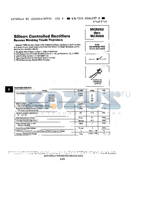 MCR202 datasheet - SILICON CONTROLLDE RECTIFIERS REVERSE BLOCKING TRIODE THYRISTORS