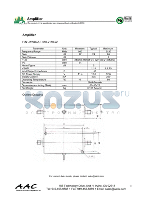 JXWBLA-T-950-2150-22 datasheet - Amplifier