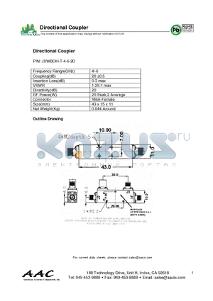 JXWBOH-T-4-6-20 datasheet - Directional Coupler