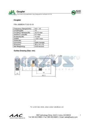 JXWBOH-T-9.0-10-10 datasheet - Coupler