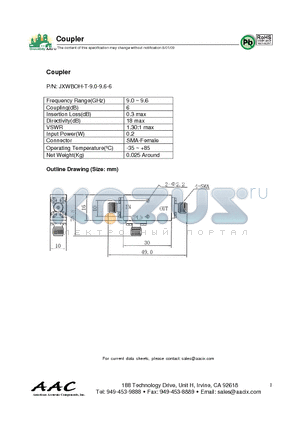 JXWBOH-T-9.0-9.6-6 datasheet - Coupler