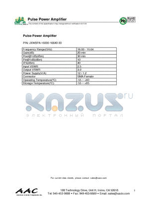 JXWBPA-16000-16640-30 datasheet - Pulse Power Amplifier