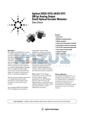 HEDS-9711R-200LPI51 datasheet - 200 lpi Analog Output Small Optical Encoder Modules