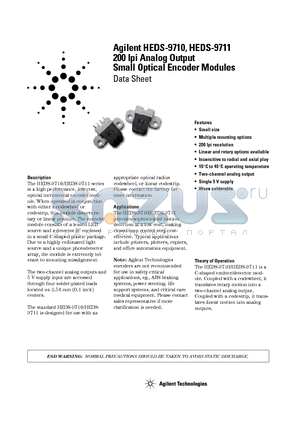 HEDS-9710 datasheet - 200 lpi Analog Output Small Optical Encoder Modules