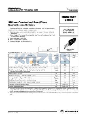 MCR225FP datasheet - Silicon Controlled Rectifiers