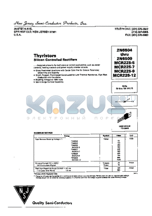 MCR225-9 datasheet - THYRISTORS SILICON CONTROLLED RECTIFIERS