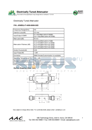JXWBSJ-T-4000-8000-50D datasheet - Electrically Tuned Attenuator