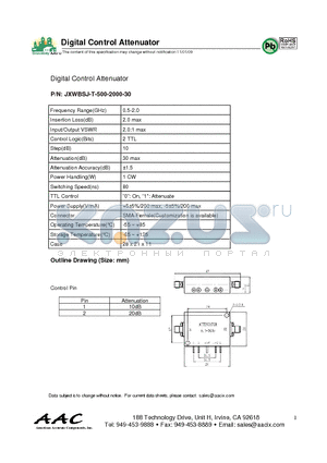 JXWBSJ-T-500-2000-30 datasheet - Digital Control Attenuator