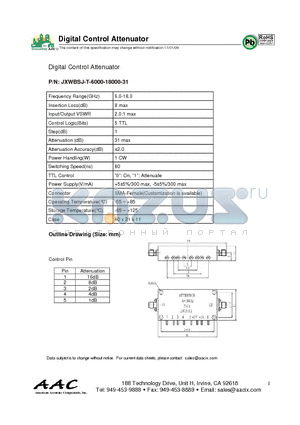 JXWBSJ-T-6000-18000-31 datasheet - Digital Control Attenuator