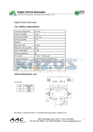 JXWBSJ-T-6000-18000-35 datasheet - Digital Control Attenuator