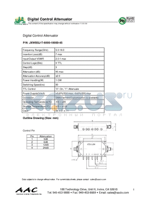 JXWBSJ-T-6000-18000-45 datasheet - Digital Control Attenuator