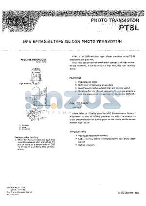 PT8L datasheet - NPN EPITAXIAL TYPE SILICON PHOTO TRANSISTOR