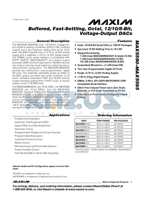 MAX5592 datasheet - Buffered, Fast-Settling, Octal, 12/10/8-Bit, Voltage-Output DACs