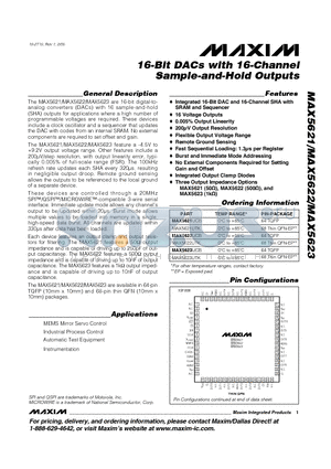 MAX5621 datasheet - 16-Bit DACs with 16-Channel