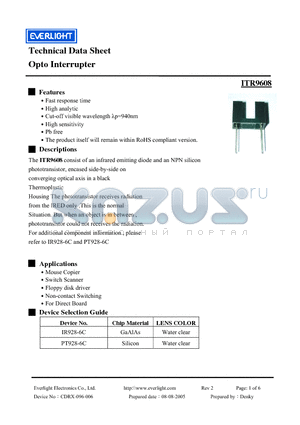 PT928-6C datasheet - Opto Interrupter
