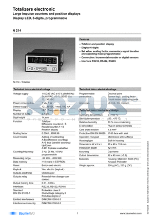 N214.102AX01 datasheet - Totalizers electronic