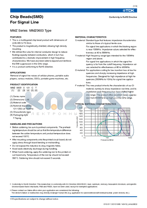 MMZ0603D800C datasheet - Chip Beads(SMD) For Signal Line