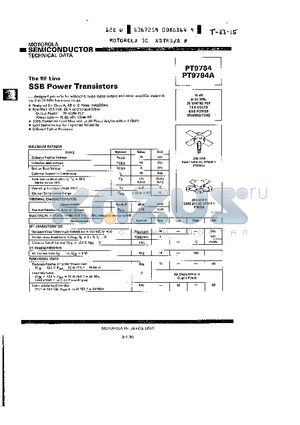 PT9784 datasheet - SSB POWER TRANSISTORS