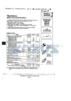 MCR6200 datasheet - SILICON CONTROLLED RECTIFIERS