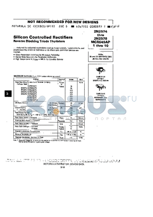 MCR649AP10 datasheet - SILICON CONTROLLED RECTIFIERS