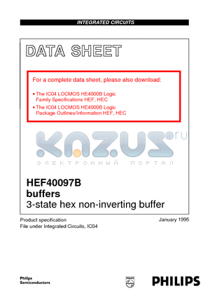 HEF40097B datasheet - 3-state hex non-inverting buffer