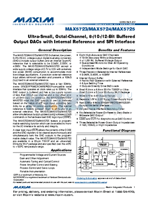 MAX5724 datasheet - Ultra-Small, Octal-Channel, 8-/10-/12-Bit Buffered Output DACs with Internal Reference and SPI Interface