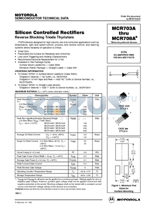 MCR704 datasheet - Silicon Controlled Rectifiers