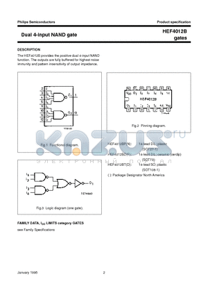 HEF4012B datasheet - Dual 4-input NAND gate