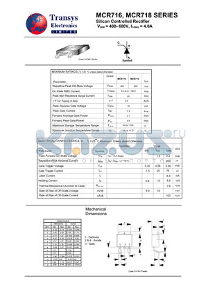 MCR716 datasheet - Silicon Controlled Rectifier