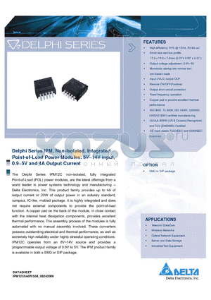 IPM04C0A0S06FA datasheet - Delphi Series IPM, Non-Isolated, Integrated Point-of-Load Power Modules: 8V~14V input, 0.9~5V and 4A Output Current