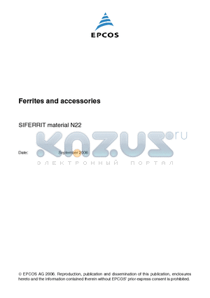 N22 datasheet - Ferrites and accessories