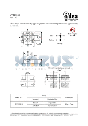 JYBC0118 datasheet - miniature chip type designed for surface mounting and measure approximately 2.5 x 3 mm