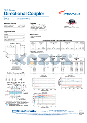 JYDC-7-1HP datasheet - High Power Directional Coupler 50 30 to 500 MHz