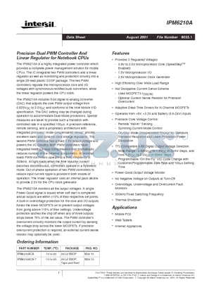 IPM6210ACA datasheet - Precision Dual PWM Controller And Linear Regulator for Notebook CPUs