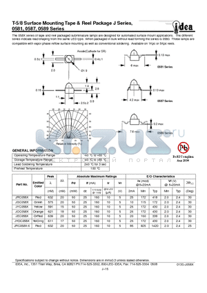 JYOC058X datasheet - T-5/8 Surface Mounting Tape & Reel Package J Series