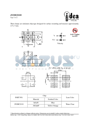 JYOBC0118 datasheet - miniature chip type designed for surface mounting and measure approximately 2.5 x 3 mm