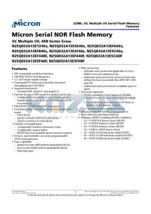 N25Q032A13ESFA0F datasheet - SPI-compatible serial bus interface