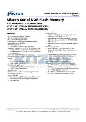 N25Q128A11E1240X datasheet - Micron Serial NOR Flash Memory