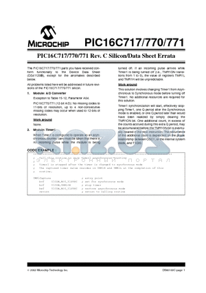 PIC16C717_02 datasheet - C Silicon/Data Sheet Errata