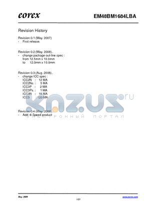 EM48BM1684LBA-6F datasheet - 512Mb (8M4Bank16) Synchronous DRAM