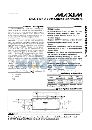 MAX5916EUI datasheet - Dual PCI 2.2 Hot-Swap Controllers