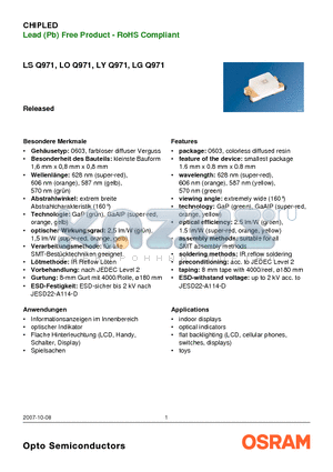 LGQ971 datasheet - Lead (Pb) Free Product - RoHS Compliant