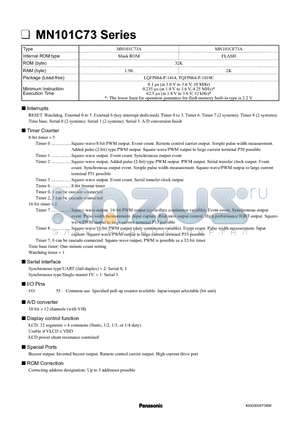 MN101C73 datasheet - MN101C73 Series