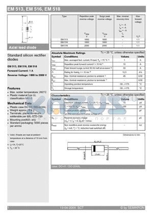 EM513_06 datasheet - Standard silicon rectifier diodes