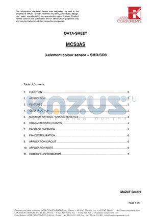 MCS3AS datasheet - 3-element colour sensor - SMD/SO8