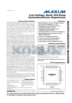 MAX5929BEEG datasheet - Low-Voltage, Quad, Hot-Swap Controllers/Power Sequencers